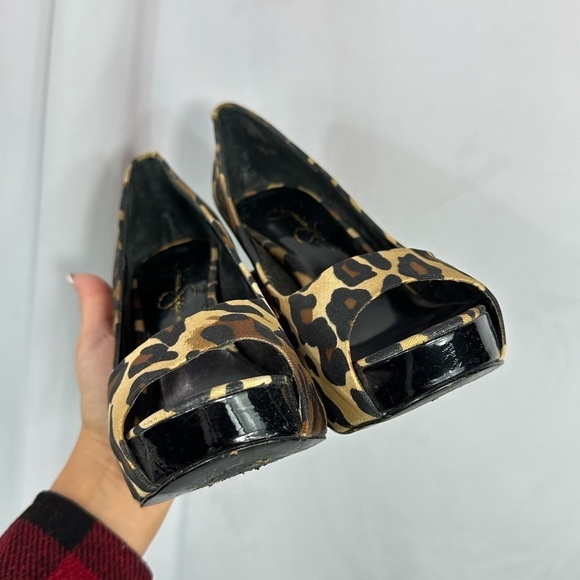 Jessica Simpson amandax leopard print peep toe heels size 8 - Picture 2 of 8
